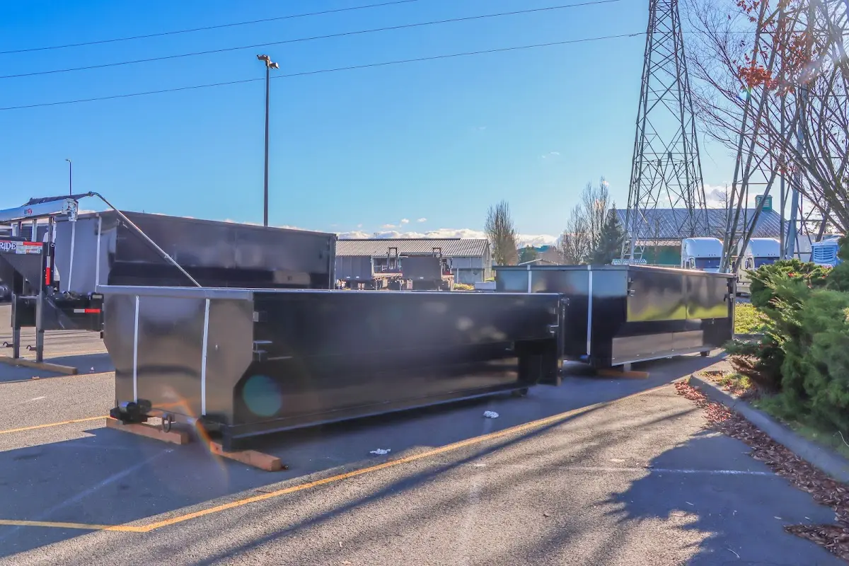 Roll-off dumpster ready for waste disposal at job site for Cleanout Dumpster Rental in Spring Valley